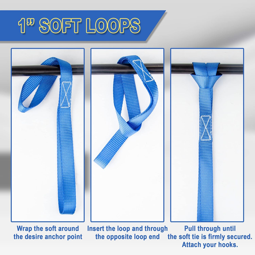Cartman 16 Pack 1"X18" Soft Loop Motorcycle Tie down Straps 3600Lbs Load Capacit - Picture 5 of 12
