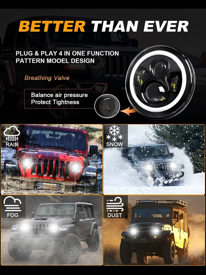 Faros LED redondos de 7 pulgadas para Dodge Dart 1964-1976 DOT haz sellado alto-bajo Foto 3 de 4