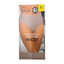 Felina Super Stretch Cotton Hi-Cut Underwear 6 Pack Small