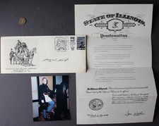 1976 Abraham Lincoln New Salem Illinois Post Road Wayne Temple Signed 3 Pc Set +