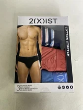 2xist Cotton Stretch 3 Pack No Show Low Rise Briefs Underwear Mens Size S