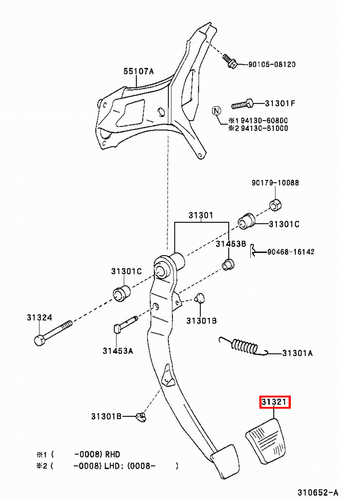 Genuine Hilux KUN35 KUN26 KUN25 KUN16 KUN15 Brake Clutch Pedal Pad Rubber x2 - Picture 11 of 20