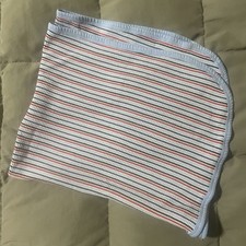Gerber Thermal Baby Blanket Blue Edge Red White Stripe Waffle Weave Lovey Cotton