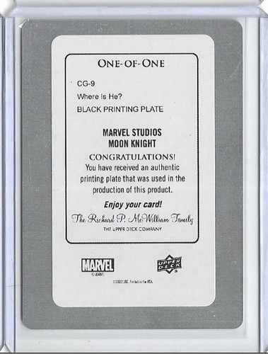 2022 UD Marvel Moon Knight Druckplatte schwarz 1/1 Moon Knight Where Is He? - Bild 2 von 2