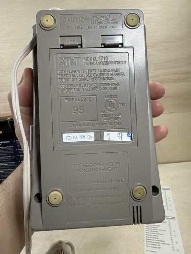 ATT 1710 Vintage Tapeless Digital Telephone Answering System Message Machine - Zdjęcie 9 z 19