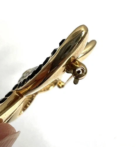 Broche prendedor estrella de mar diamante negro simulado princesa de 3 quilates enchapado en oro amarillo de 14 k Foto 4 de 4