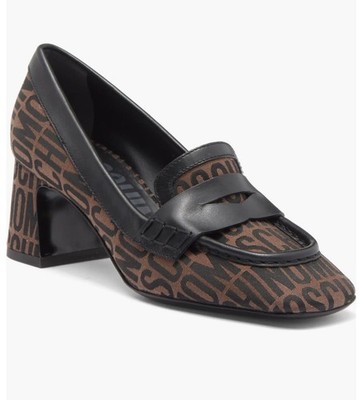 Moschino Logo Jacquard Loafer Pump In Brown 38