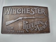 Winchester Repeating Arms Metal Belt Buckle Retro Promo Vtg 1970s