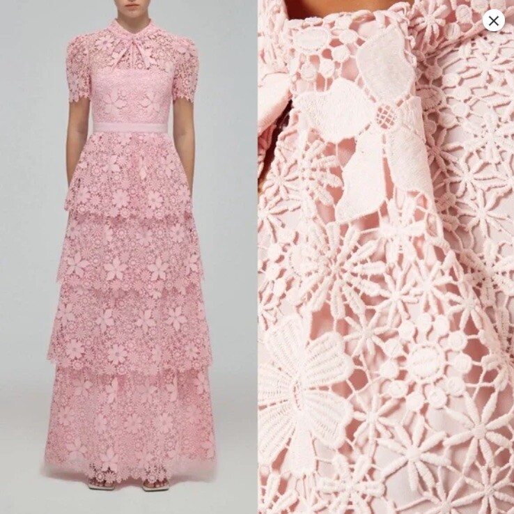 chinese dress ladies Pink Organza Lace Maxi Dress – self-portrait-EU main image 0