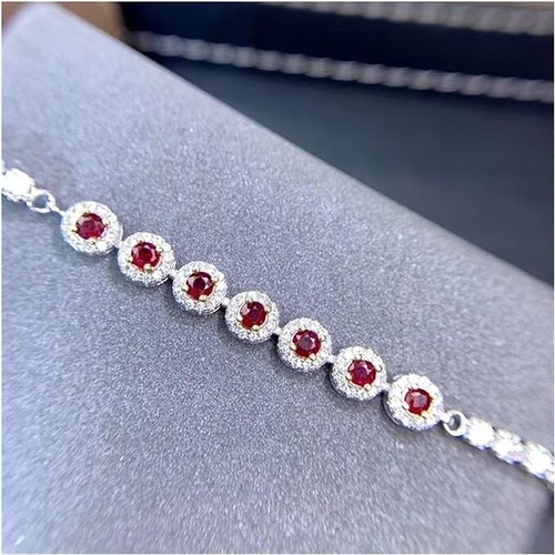 5Ct Round Red Ruby Lab-Created Womens Beauty Bolo Bracelet 14K White Gold Finish - Picture 5 of 6