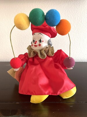 NWT VICTORIA IMPEX Collectibles Sitting Musical Wind Up Porcelain Clown