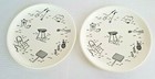 Vintage BARBECUE PLATE Set Of 2 Ceramic MID CENTURY MODERN Fun Graphics — photo 1