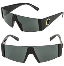 VERSACE VE4360 GRECA Black Gold Medusa Logo Head Rimless Mask Sunglasses 4360