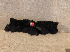Vintage Wedding Bridal Garter Satin Lace Black Red Rose Centerpiece