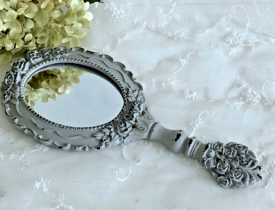 CLAYRE  & EEF  Handspiegel Spiegel Kosmetikspiegel,  Brocante Shabby Grau