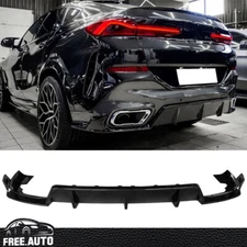 Fits 20-24 BMW G06 X6 M Sport IKON Style Rear Diffuser Gloss Black 3PCS Shark PP