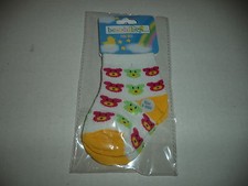 White Ankle Socks With Colored Bear Faces Size 0-9 Month