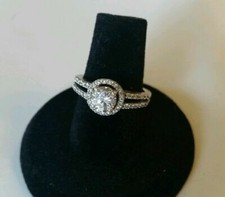 Vintage Sterling Silver CZ Wedding Engagement Vintage Ring Intricate Design Sz7