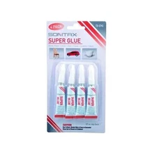 Sontax Super Glue Liquid Adhesive .28oz 4 Pack Instant Bond Metal Wood Plastic +