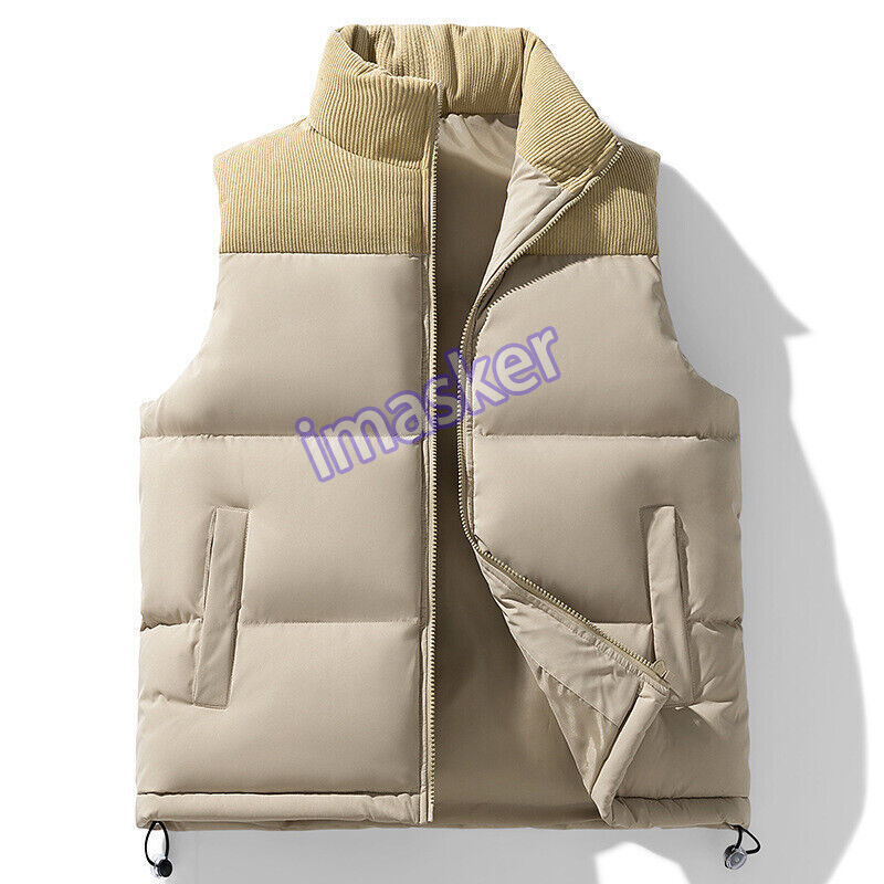 Unisex Winter Cotton Warm Loose Stand Collar Sleeveless Vest Waistcoat Jackets