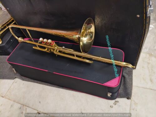 TROMBONE 3 VALVE WITH SPIT VALVE ADDED OF PURE BRASS IN POLISH +CASE + FREE SHIP - Picture 19 of 24