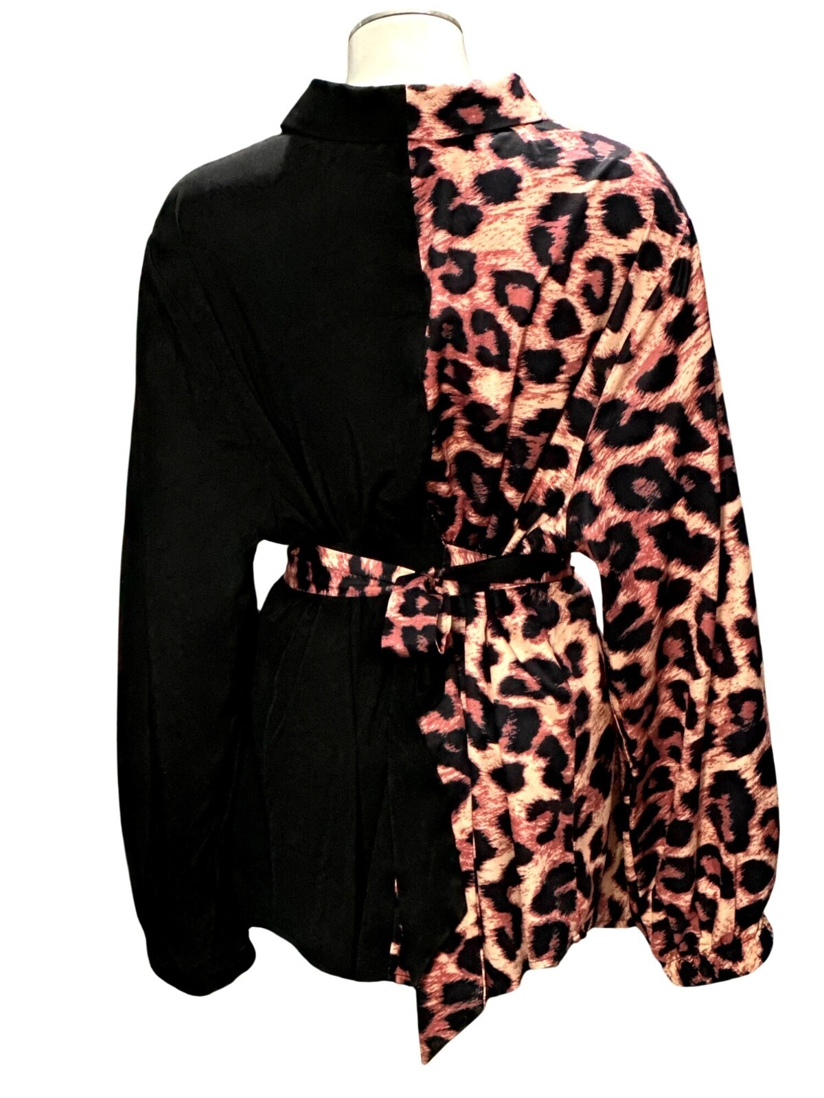 CCC Half Leopard Half Black Block Mini Shirt Dres… - image 3