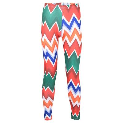 Kids Girls Orange Chevron Printed Summer Trendy Fashion Stretchy Dance Legging