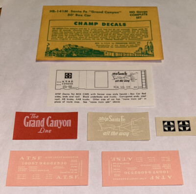 CHAMP HO DECAL-SANTA FE/ATSF 50  BOX  GRAND CANYON  w/SYSTEM MAP  - #HB-141M