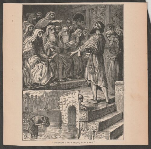 VINTAGE RELIGIOUS ILLUSTRATION WHEREAS I WAS BLIND, NOW I SEE