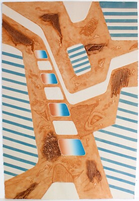 R J WILLIAMS VINTAGE EMBOSSED ABSTRACT SERIGRAPH SIGNED NUMBERED AMERICAN ARTIST