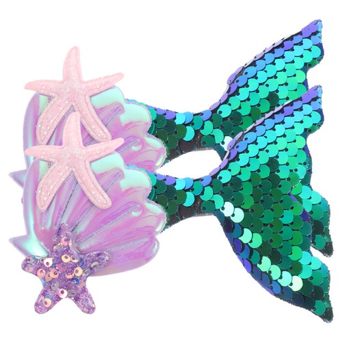 2 Pcs Mermaid Hair Clips Little Flower Children's Playful Accessories