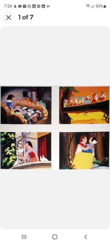 Walt Disney Snow White Commemorative Set Of Four Lithographs 2001
