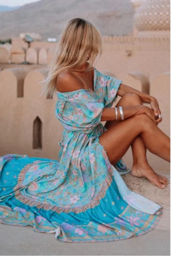 Spell & The Gypsy ~ Hibiscus Lane Button Gown Dress XL ( + XXL ) AUS 16 US 12 - Picture 6 of 17