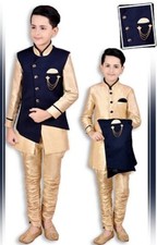 Indian Bollywood Cotton Festive Sherwani For kids boys 3 in 1 sets