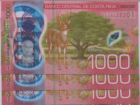 COSTA RICA 1000 COLONES (P NEW) 2019 (2021) POLYMER UNC