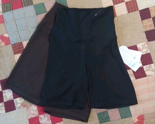 Yogalicious Lux 2 Pack 7" Shorts SMALL Hi Rise Biking Running Yoga NWT Choc/blk