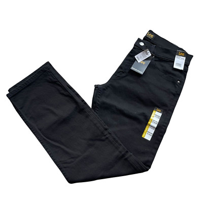 NWT Lee Mens Legendary Regular Fit Straight Leg Stretch Cotton Denim Jeans Black