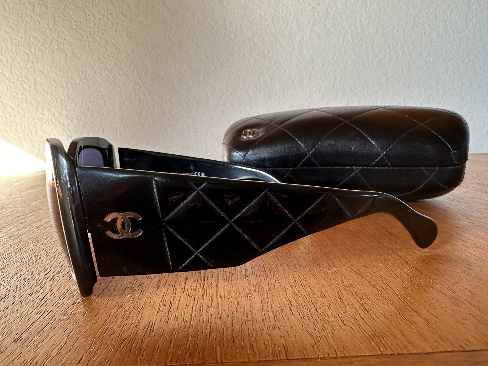CHANEL CC Logo Sunglasses 5019 Italy Black Quilted Pattern Frames eBay
