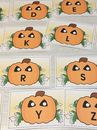 Jack O Lantern - Uppercase Lower case Match Pumpkins - Laminated Activity Set - Picture 9 of 12