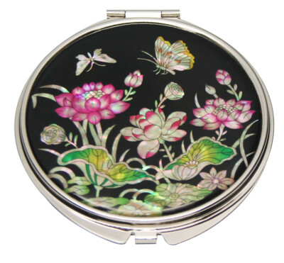 Mother of Pearl Compact Makeup Portable Cosmetics Magnifying Hand Mini Mirror