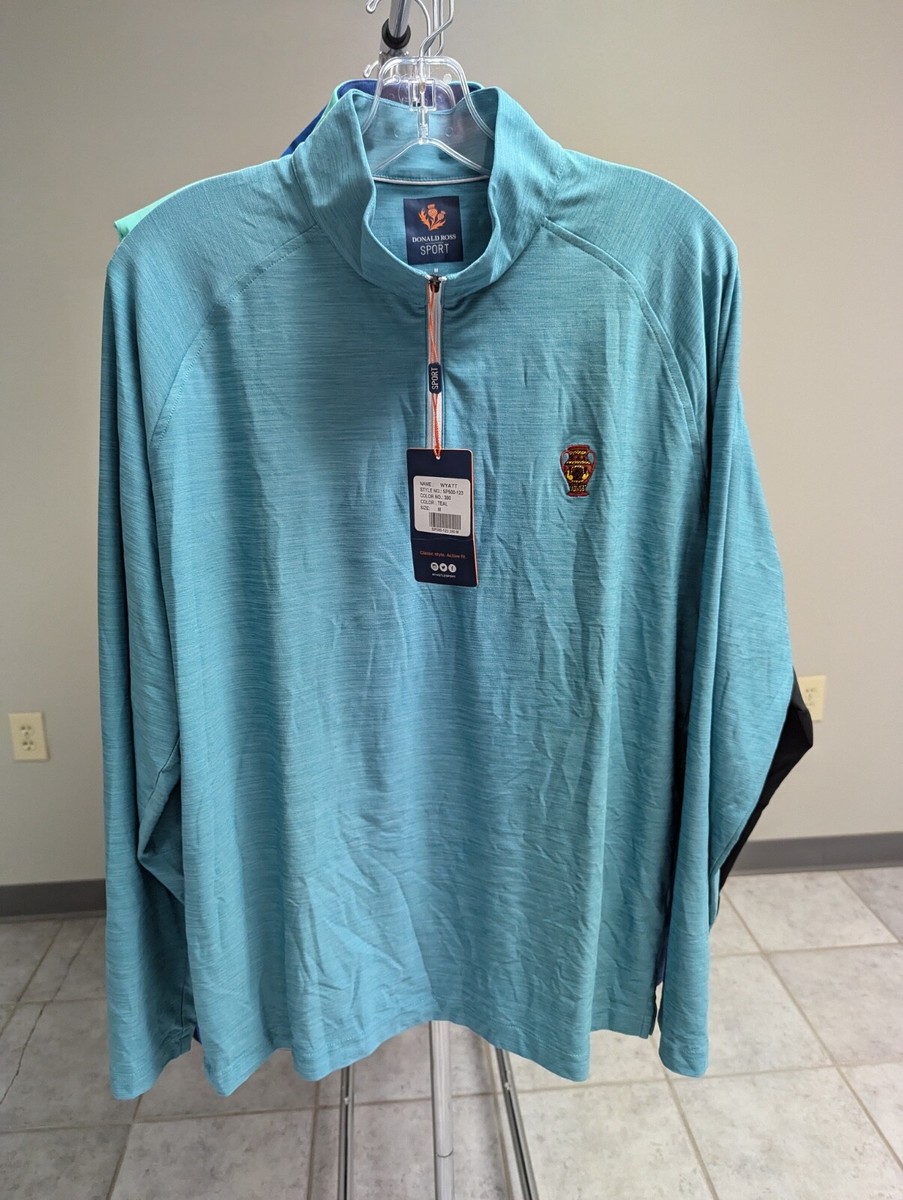 NWT MEN'S DONALD ROSS WYATT 1/4 ZIP PULLOVER, SIZE: M, COLOR: TEAL
