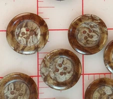 10 Fine Italian 4 Hole Vintage Button Multi Pearlized Lt Brown High Quality 7/8"