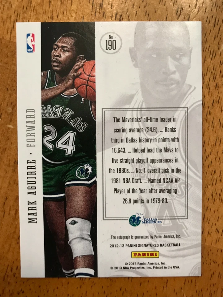 2012-13 Panini Signatures MARK AGUIRRE #190 Blue Ink Auto PISTONS Mavs DePAUL - Image 2 of 2