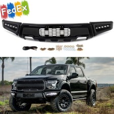 For 2015-2017 Ford F-150 F150 Raptor Style Front Bumper Wled Lights Black Steel