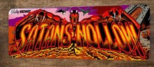a Satans Hollow Arcade 4x12 Metal Wall Video Game Marquee Banner Sign
