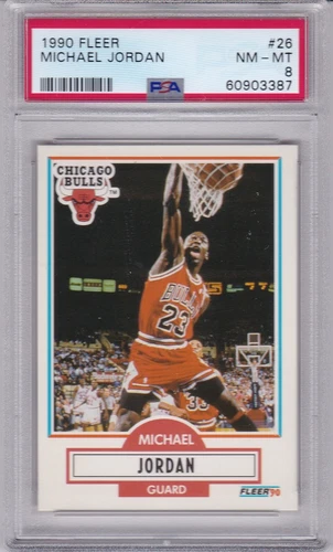 1990 Fleer #26 MICHAEL JORDAN (HOF) PSA 8 NM/MT Chicago BULLS 5TH YEAR