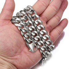 15mm Heavy Mens Necklace 100 Stainless Steel Cuban Link Chain Never Fade,Rust