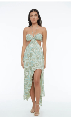 INDAH NWT Misha Bandeau Maxi Dress In Imagine Green Witchy Earth Goddess  M/L | eBay