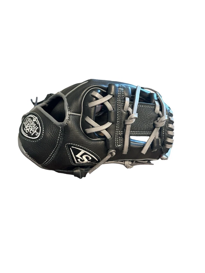 Guante de béisbol Louisville Slugger Omaha 11.25 Infield negro con cordones grises nuevo con etiquetas Foto 3 de 4