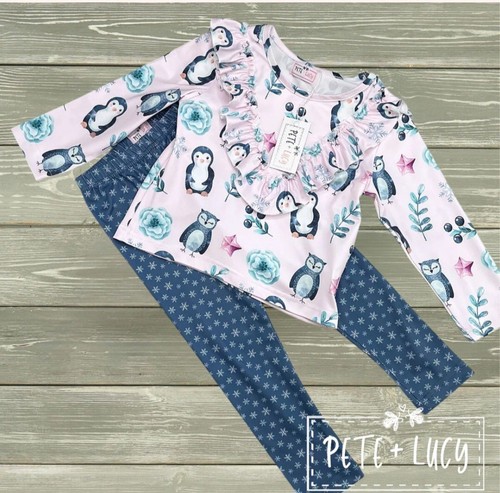 6-6x Pete And Lucy Penquin And Friends 2 PC Pant Set NWT